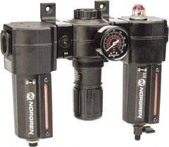 Norgren - 3/4" NPT Port Standard 3 Piece Filter-Regulator-Lubricator FRL Unit - Metal Bowl, 138 SCFM, 250 Max psi, 97" High x 10.52" Long, Automatic Drain - Eagle Tool & Supply