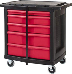 Rubbermaid - 250 Lb Capacity, 5 Drawer Mobile Workstation - 30-1/2" Wide x 20-1/4" Deep x 33-5/8" High, Plastic - Eagle Tool & Supply