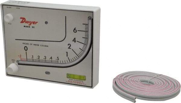 Dwyer - 15 Max psi, 3% Accuracy, Plastic Manometer - 15 Maximum PSI, 7 Inch Water Column, 140°F Max - Eagle Tool & Supply