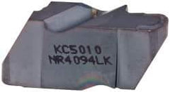 Kennametal - 4094NR K Grade KC5010, 4.78mm Cutting Width Carbide Grooving Insert - 6.35mm Max Depth of Cut, Left Hand, 2.39mm Corner Radius, TiAlN Finish - Eagle Tool & Supply