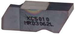 Kennametal - 3062NRD Grade KC5010, 3.18mm Cutting Width Carbide Grooving Insert - 6.35mm Max Depth of Cut, Left Hand, 1.59mm Corner Radius, TiAlN Finish - Eagle Tool & Supply