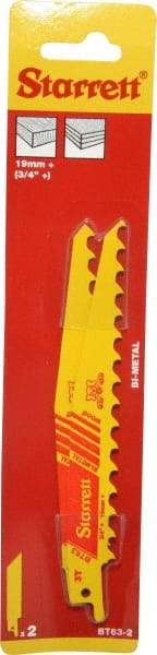 Starrett - 6" Long x 3/4" Thick, Bi-Metal Reciprocating Saw Blade - Tapered Profile, 3 TPI, Toothed Edge, Universal Shank - Eagle Tool & Supply