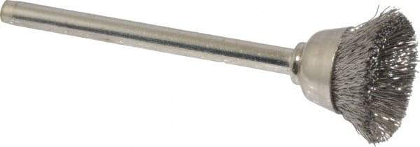 Anderson - 9/16" Diam, 1/8" Shank Diam, Stainless Steel Fill Cup Brush - 0.005 Wire Diam, 25,000 Max RPM - Eagle Tool & Supply