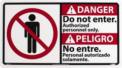 NMC - "Danger - Do Not Enter - Authorized Personnel Only", 10" Long x 18" Wide, Rigid Plastic Safety Sign - Rectangle, 0.05" Thick, Use for Security & Admittance - Eagle Tool & Supply
