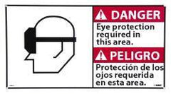NMC - "Danger - Eye Protection Required in This Area", 10" Long x 18" Wide, Rigid Plastic Safety Sign - Rectangle, 0.05" Thick, Use for Accident Prevention - Eagle Tool & Supply