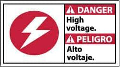 NMC - "Danger - High Voltage", 10" Long x 18" Wide, Rigid Plastic Safety Sign - Rectangle, 0.05" Thick, Use for Accident Prevention - Eagle Tool & Supply