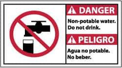 NMC - "Danger - Non-Potable Water - Do Not Drink", 10" Long x 18" Wide, Rigid Plastic Safety Sign - Rectangle, 0.05" Thick, Use for Accident Prevention - Eagle Tool & Supply