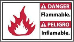 NMC - Danger - Flammable, Pressure Sensitive Vinyl Fire Sign - 18" Wide x 10" High, English/Spanish - Eagle Tool & Supply