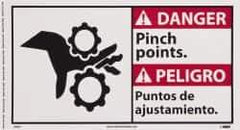 NMC - "Danger - Pinch Points", 10" Long x 18" Wide, Pressure-Sensitive Vinyl Safety Sign - Rectangle, 0.004" Thick, Use for Accident Prevention - Eagle Tool & Supply