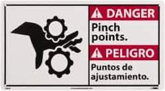 NMC - "Danger - Pinch Points", 10" Long x 18" Wide, Rigid Plastic Safety Sign - Rectangle, 0.05" Thick, Use for Accident Prevention - Eagle Tool & Supply