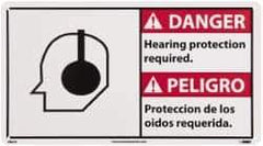 NMC - "Danger - Hearing Protection Required", 10" Long x 18" Wide, Rigid Plastic Safety Sign - Rectangle, 0.004" Thick, Use for Security & Admittance - Eagle Tool & Supply