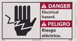 NMC - "Danger - Electrical Hazard", 10" Long x 18" Wide, Pressure-Sensitive Vinyl Safety Sign - Rectangle, 0.004" Thick, Use for Security & Admittance - Eagle Tool & Supply