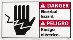 NMC - "Danger - Electrical Hazard", 10" Long x 18" Wide, Rigid Plastic Safety Sign - Rectangle, 0.05" Thick, Use for Security & Admittance - Eagle Tool & Supply