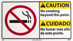 NMC - "Caution - No Smoking Beyond This Point", 10" Long x 18" Wide, Rigid Plastic Safety Sign - Rectangle, 0.05" Thick, Use for Accident Prevention - Eagle Tool & Supply