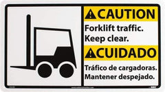 NMC - "Caution - Forklift Traffic - Keep Clear", 10" Long x 18" Wide, Rigid Plastic Safety Sign - Rectangle, 0.05" Thick, Use for Accident Prevention - Eagle Tool & Supply