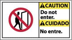 NMC - "Caution - Do Not Enter", 10" Long x 18" Wide, Pressure-Sensitive Vinyl Safety Sign - Rectangle, 0.004" Thick, Use for Security & Admittance - Eagle Tool & Supply