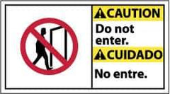 NMC - "Caution - Do Not Enter", 10" Long x 18" Wide, Pressure-Sensitive Vinyl Safety Sign - Rectangle, 0.004" Thick, Use for Security & Admittance - Eagle Tool & Supply