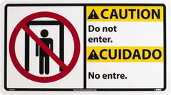 NMC - "Caution - Do Not Enter", 10" Long x 18" Wide, Rigid Plastic Safety Sign - Rectangle, 0.05" Thick, Use for Security & Admittance - Eagle Tool & Supply
