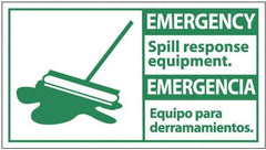 NMC - "Emergency - Spill Response Equipment", 10" Long x 18" Wide, Pressure-Sensitive Vinyl Safety Sign - Rectangle, 0.004" Thick, Use for Accident Prevention - Eagle Tool & Supply