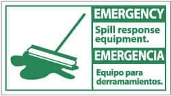 NMC - "Emergency - Spill Response Equipment", 10" Long x 18" Wide, Rigid Plastic Safety Sign - Rectangle, 0.05" Thick, Use for Accident Prevention - Eagle Tool & Supply