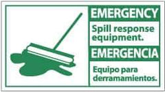 NMC - "Emergency - Spill Response Equipment", 10" Long x 18" Wide, Rigid Plastic Safety Sign - Rectangle, 0.05" Thick, Use for Accident Prevention - Eagle Tool & Supply