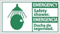 NMC - "Emergency - Safety Shower", 10" Long x 18" Wide, Pressure-Sensitive Vinyl Safety Sign - Rectangle, 0.004" Thick, Use for First Aid - Eagle Tool & Supply