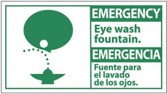 NMC - "Emergency - Eye Wash Fountain", 10" Long x 18" Wide, Pressure-Sensitive Vinyl Safety Sign - Rectangle, 0.004" Thick, Use for First Aid - Eagle Tool & Supply