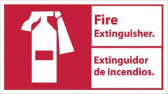 NMC - Fire Extinguisher, Pressure Sensitive Vinyl Fire Sign - 18" Wide x 10" High, English/Spanish - Eagle Tool & Supply