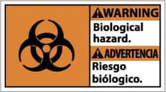 NMC - "Warning - Biological Hazard", 10" Long x 18" Wide, Pressure-Sensitive Vinyl Safety Sign - Rectangle, 0.004" Thick, Use for Hazardous Materials - Eagle Tool & Supply