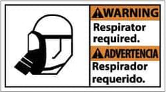 NMC - "Warning - Respirator Required", 10" Long x 18" Wide, Rigid Plastic Safety Sign - Rectangle, 0.05" Thick, Use for Accident Prevention - Eagle Tool & Supply