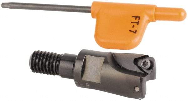Kennametal - 5/8" Cut Diam, 0.033" Max Depth, M8 Modular Connection Indexable High-Feed Helical End Mill - Screw Holding Method, WP..0302.. Insert, KF Toolholder, Through Coolant - Eagle Tool & Supply