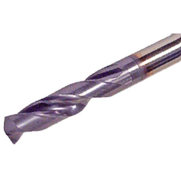 Iscar - 17.2mm 140° Spiral Flute Solid Carbide Screw Machine Drill Bit - TiAlN Finish, Right Hand Cut, 73mm Flute Length, 123mm OAL, Standard Point, Straight Shank - Eagle Tool & Supply