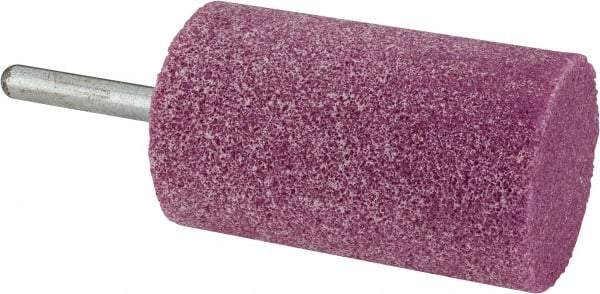 Grier Abrasives - 1-1/2" Head Diam x 2-1/2" Thickness, W240, Cylinder End, Aluminum Oxide Mounted Point - Pink, Medium Grade, 60 Grit, 10,500 RPM - Eagle Tool & Supply