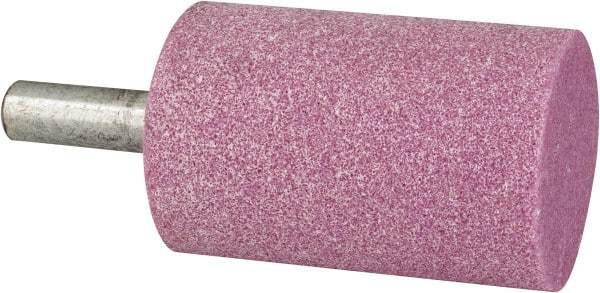 Grier Abrasives - 2" Head Diam x 3" Thickness, W246, Cylinder End, Aluminum Oxide Mounted Point - Pink, Medium Grade, 60 Grit, 16,500 RPM - Eagle Tool & Supply