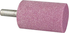 Grier Abrasives - 2" Head Diam x 3" Thickness, W246, Cylinder End, Aluminum Oxide Mounted Point - Pink, Medium Grade, 60 Grit, 16,500 RPM - Eagle Tool & Supply