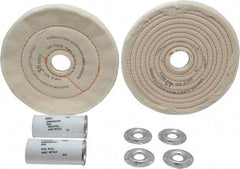 Dico - 6" Diam Cushion Sewn, Spiral Sewn Buffing Wheel Set - 1/2 - 1" Arbor Hole, Emery - Eagle Tool & Supply