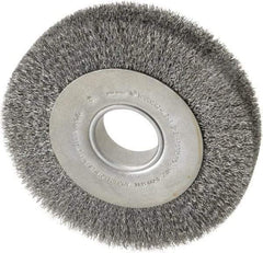 Anderson - 8" OD, 2" Arbor Hole, Crimped Steel Wheel Brush - 1-5/8" Face Width, 1-1/2" Trim Length, 0.0118" Filament Diam, 4,500 RPM - Eagle Tool & Supply