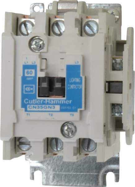 Eaton Cutler-Hammer - No Enclosure, 3 Pole, Electrically Held Lighting Contactor - 60 A at 480 V (Tungsten), 60 A at 600 V (Ballast or Mercury Vapor), 110 VAC at 50 Hz, 120 VAC at 60 Hz - Eagle Tool & Supply