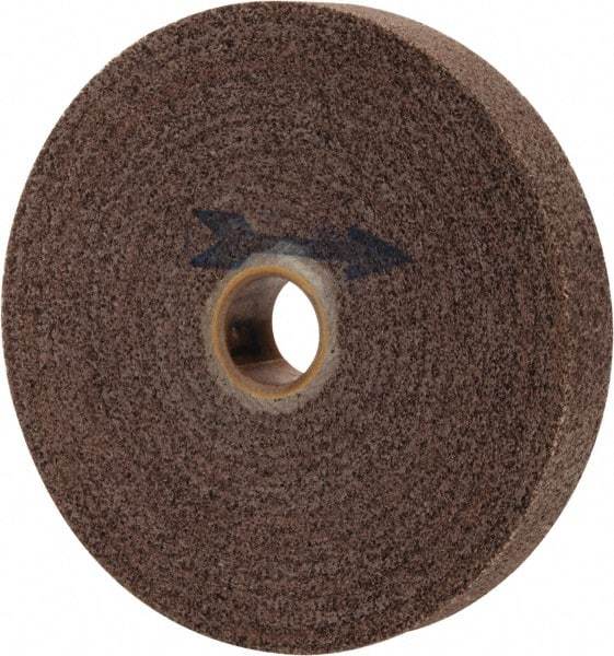 Made in USA - 6" Diam, 1" Face Width, 1" Center Hole, Fine Grade, Aluminum Oxide Deburring Wheel - Convolute, Medium Density 7 Grade, 4,500 RPM - Eagle Tool & Supply