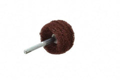 Superior Abrasives - 2" Diam x 1" Face Width, Medium Aluminum Oxide Nonwoven Mounted Flap Wheel - 1/4" Shank Mount, Interleaf, 12,000 Max RPM - Eagle Tool & Supply