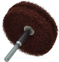 Superior Abrasives - 3" Diam x 1/2" Face Width, Medium Aluminum Oxide Nonwoven Mounted Flap Wheel - 1/4" Shank Mount, 8,000 Max RPM - Eagle Tool & Supply