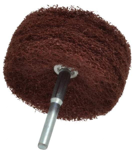 Superior Abrasives - 3" Diam x 1" Face Width, Medium Aluminum Oxide Nonwoven Mounted Flap Wheel - 1/4" Shank Mount, 8,000 Max RPM - Eagle Tool & Supply