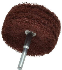 Superior Abrasives - 3" Diam x 1" Face Width, Medium Aluminum Oxide Nonwoven Mounted Flap Wheel - 1/4" Shank Mount, 8,000 Max RPM - Eagle Tool & Supply