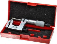 Starrett - 0 to 1 Inch Range, Carbide Face, Satin Chrome Coated, Mechanical Multi Anvil Micrometer - Ratchet Stop Thimble, 0.001 Inch Graduation, 0.0002 Inch Accuracy - Eagle Tool & Supply