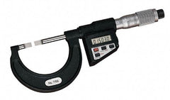 Starrett - 3" to 101mm Electronic Satin Chrome Coated Blade Micrometer - 0.0001" Accuracy, 0.03" Blade Thickness, Friction Thimble - Eagle Tool & Supply