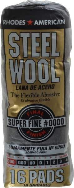 Value Collection - Finest Grit, Grade 0000 Steel Wool Pad - 4" Long x 3" Wide - Eagle Tool & Supply