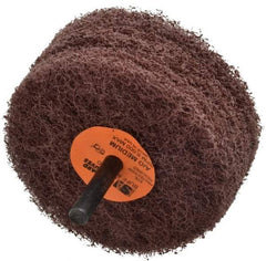 Standard Abrasives - 3" Diam, Medium Mounted Scrubber Buffing Wheel - 3 Ply, Medium Grade, 1/4" Shank Diam, 8,000 RPM - Eagle Tool & Supply