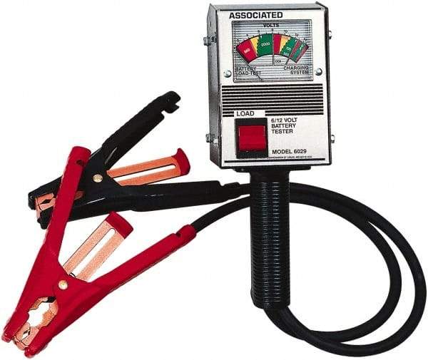 Associated Equipment - 6/12 Volt Battery Load Tester - 400 to 1,000 CCA Range, 2' Cable - Eagle Tool & Supply