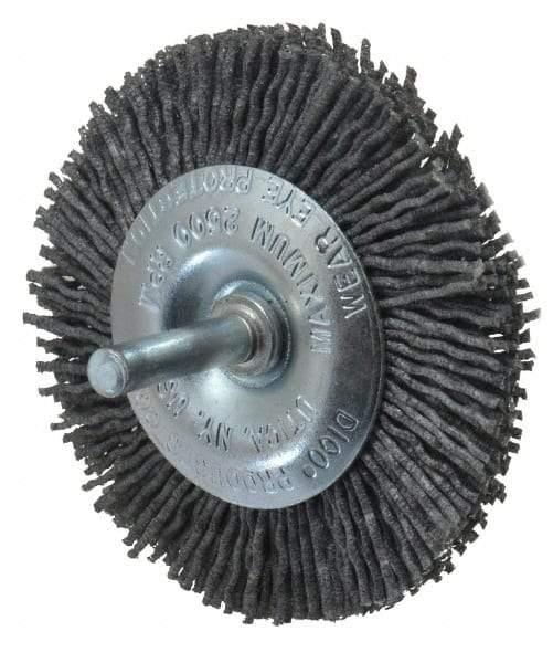 Dico - 3" OD, 1/4" Shank Diam, Crimped Nylon Wheel Brush - 3/8" Face Width - Eagle Tool & Supply