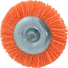 Dico - 3" OD, 1/4" Shank Diam, Crimped Nylon Wheel Brush - 3/8" Face Width - Eagle Tool & Supply